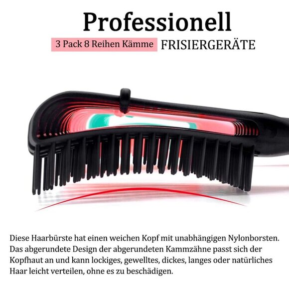 Pack Hair Detangler Brush for Afro America/African Hair Textured a to 4c Kinky W - Picture 5 of 6